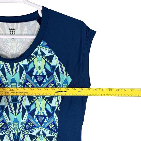 Title Nine Women XL Sleeveless Tunic Dress Blue Green Geometric Print Athleisure - Picture 10 of 14